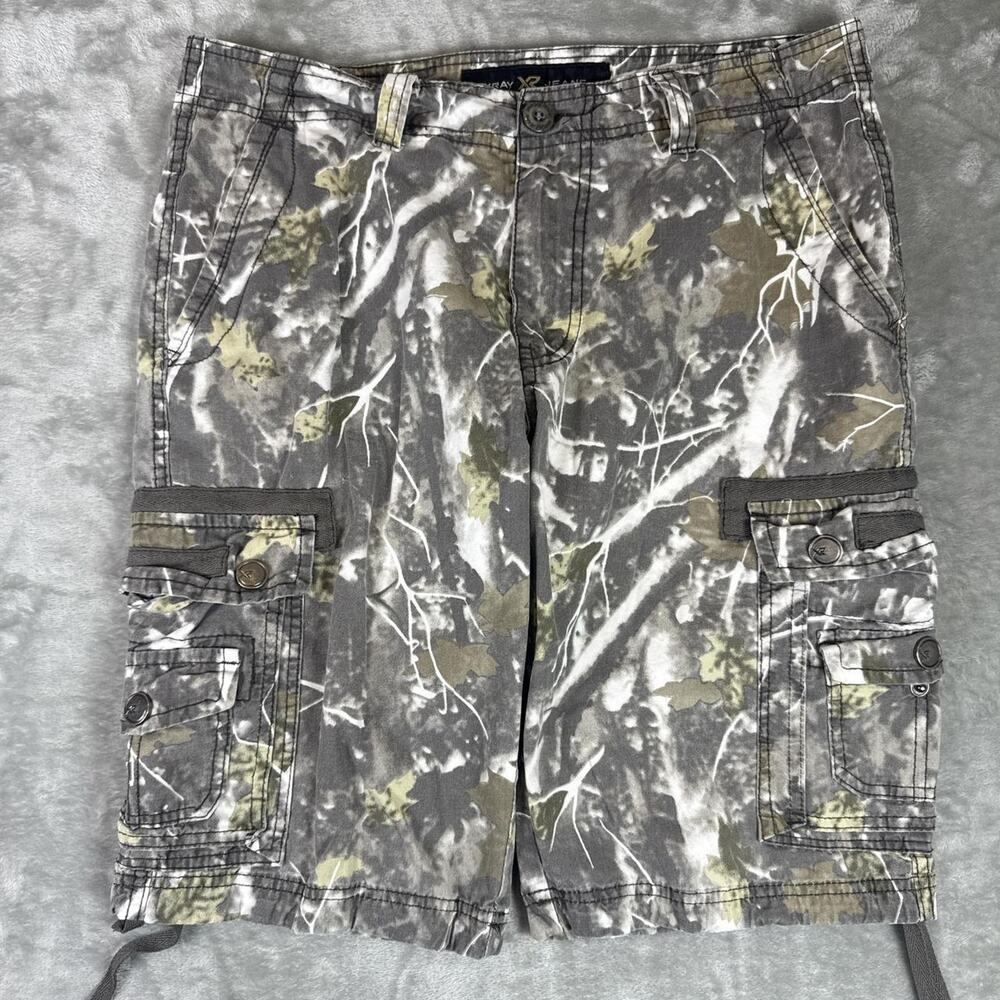 XRAY Jeans Mens Cargo Long Shorts Size 32 Green Camouflage Outdoor